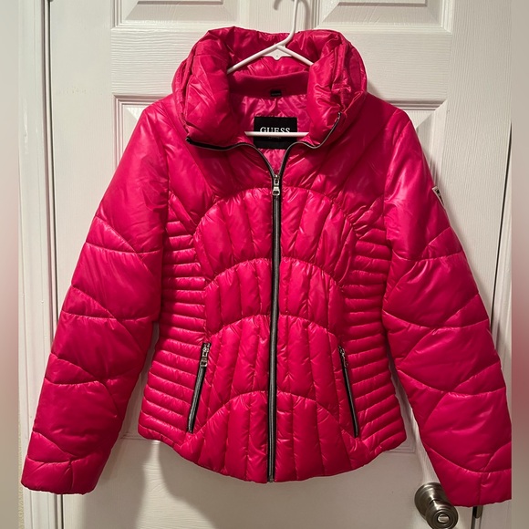GUESS Hot Pink Puffer Coat- Worn Once! - Picture 5 of 8